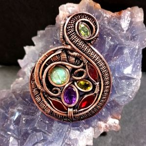 7 Stone Wire Wrapped Pendant